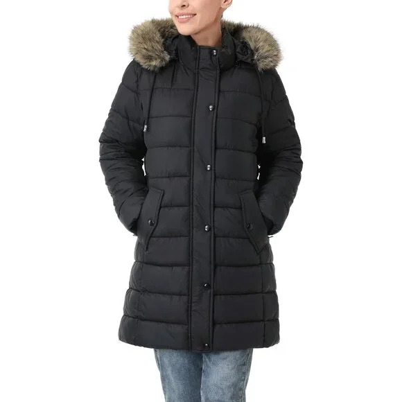 Winter Black Thickened Down Jacket Warm Long Puffer Coat Waterproof Parka